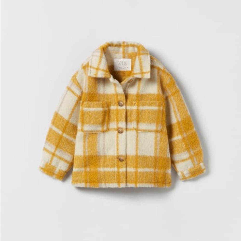 ZARA KIDS MUSTARD PLAID PADDED OVERSHIRT SIZE 12-18 MONTHS